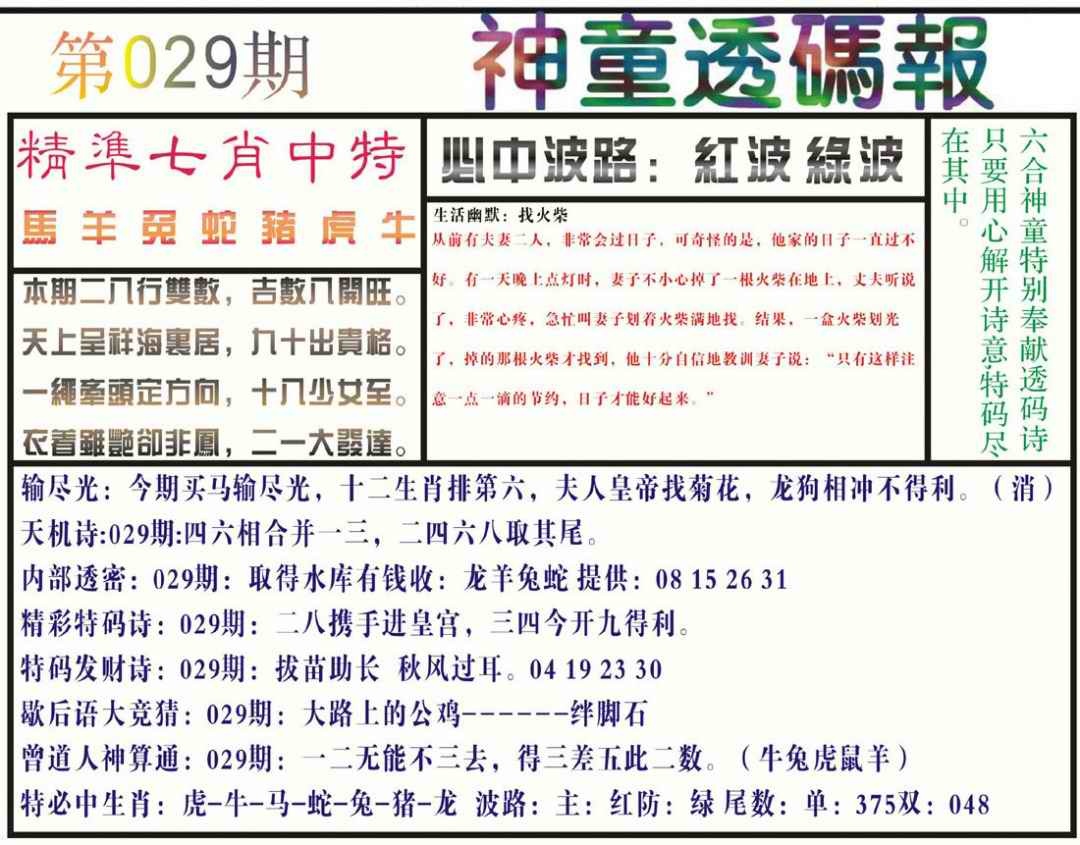 029期神童透码报(正版)[图]