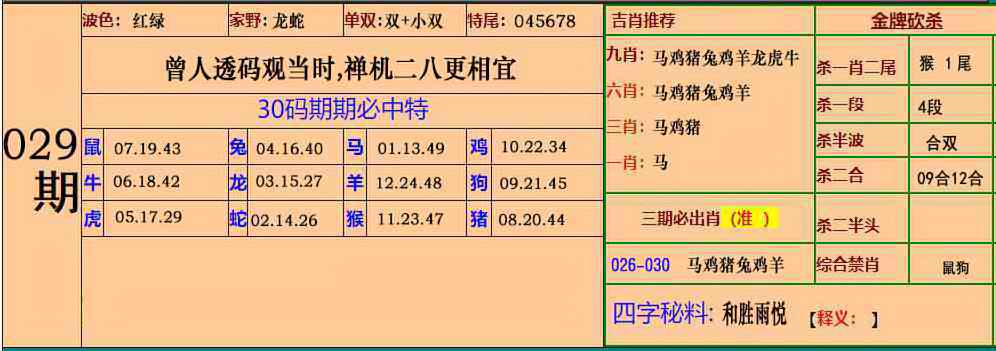 029期小鱼儿30码期期中[图]